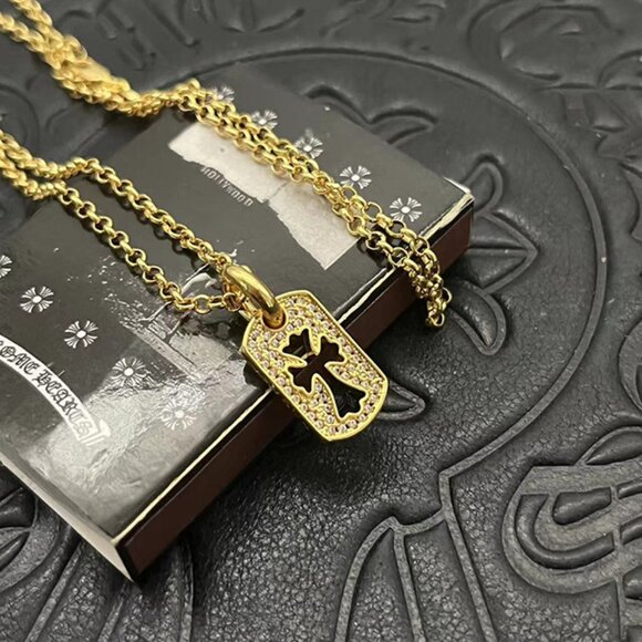 Chrome Hearts Hollow Diamond Cross Necklace - Picture 4 of 7